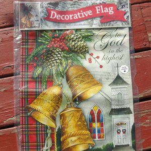 Glory to God Christmas Church Theme Flag~13x18~NIP~double sided~Christma…